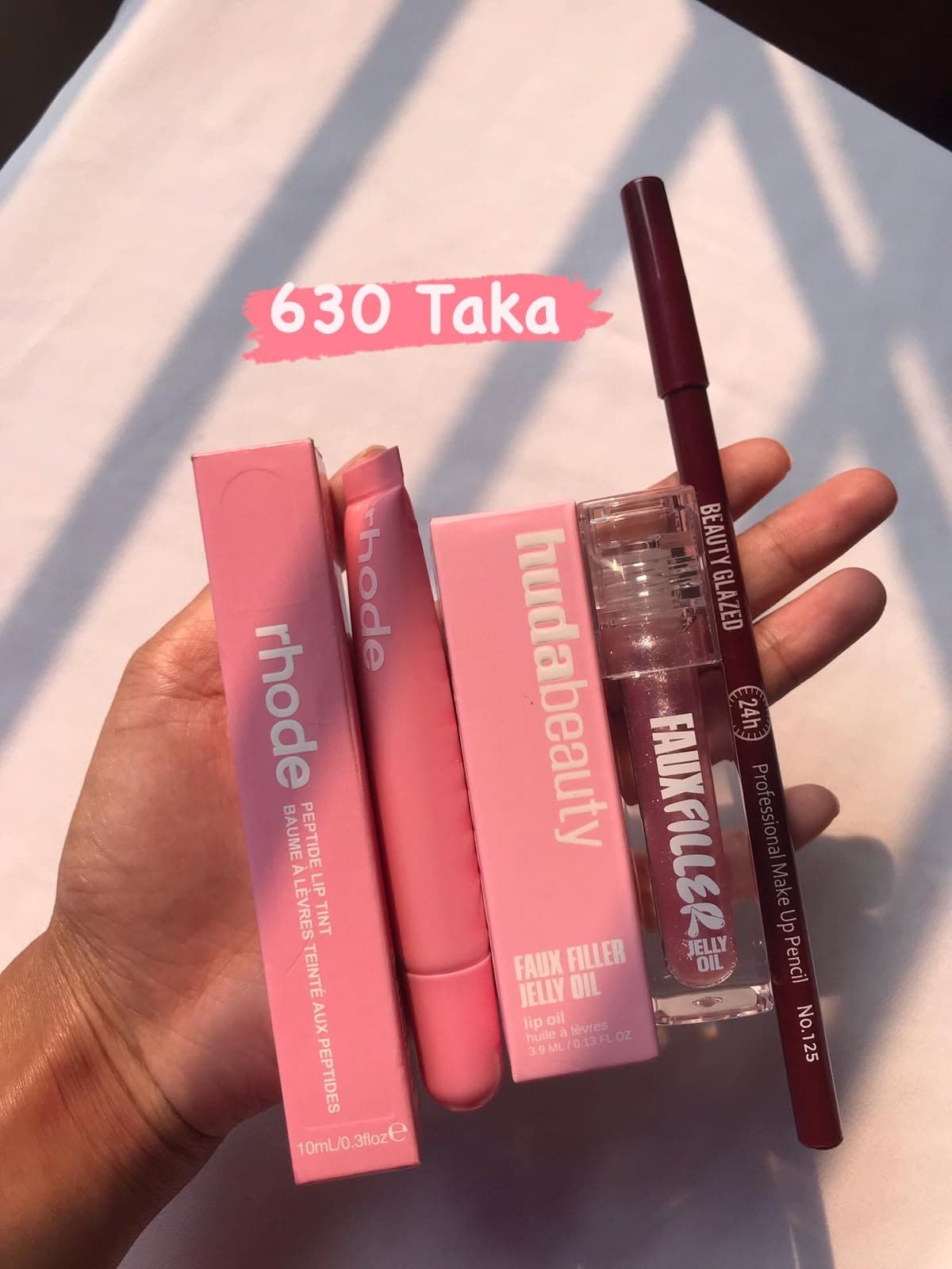 Rhode Baby Pink Lip Tint & Huda Beauty Jelly Oil Combo