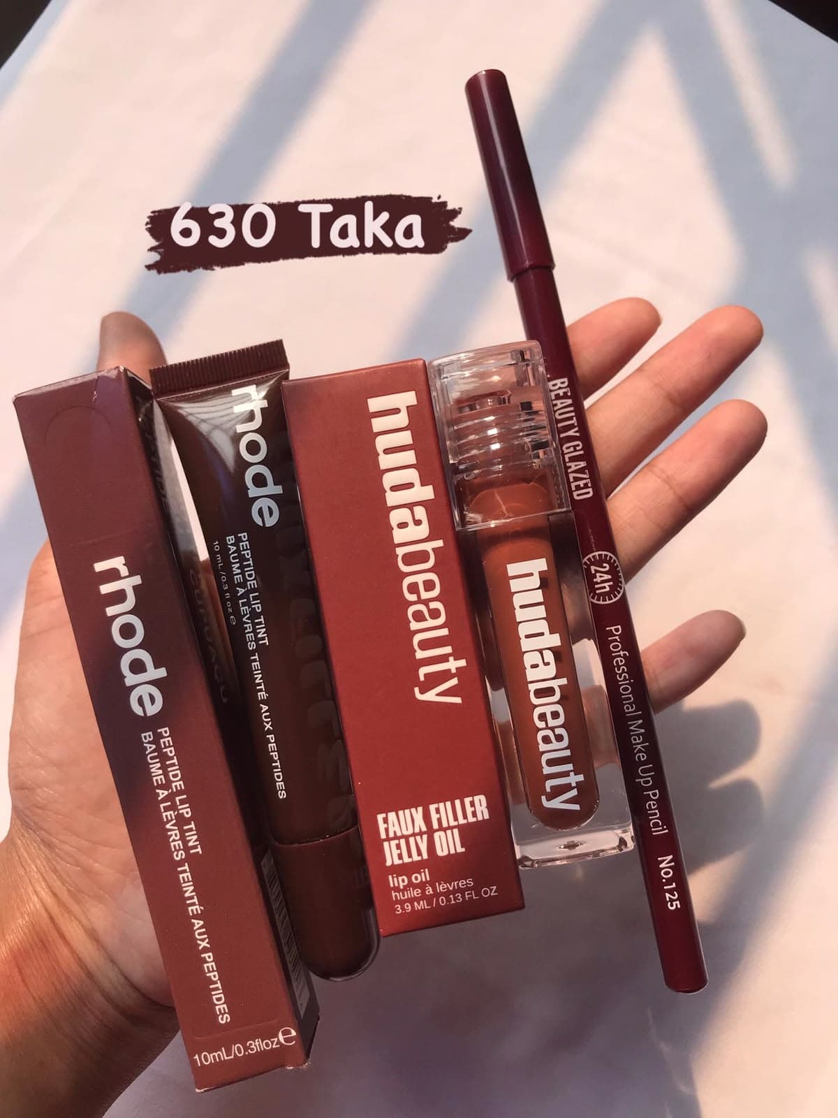 Rhode Brown Lip Tint & Huda Beauty Jelly Oil Combo