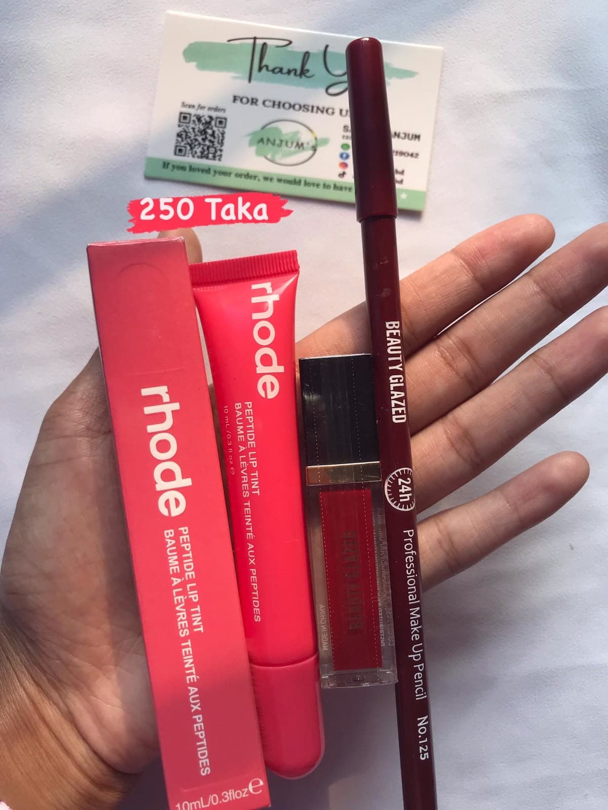 Rhode Coral Pink Lip Tint & Red Liquid Lipstick Combo