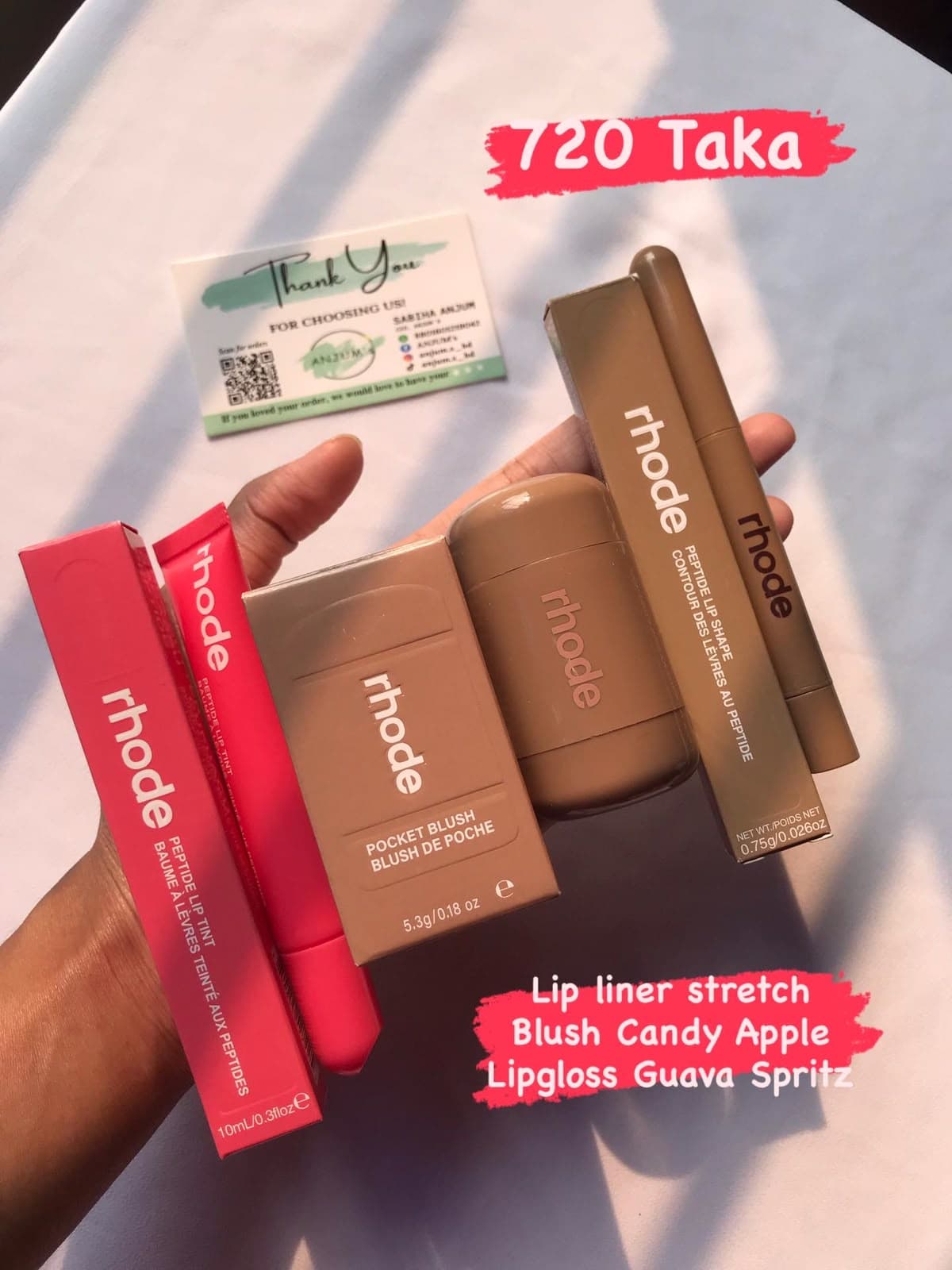 Rhode Guava Spritz Lip Tint, Candy Apple Pocket Blush & Stretch Lip Liner Combo