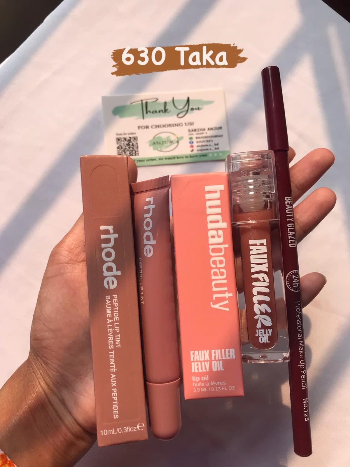 Rhode Peach Nude Lip Tint & Huda Beauty Jelly Oil Combo