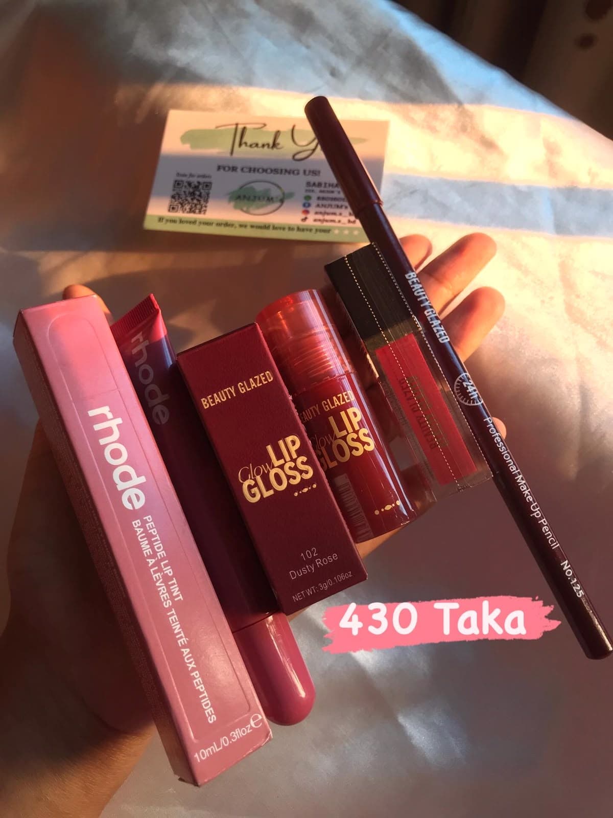 Rhode Pink Lip Tint, Dusty Rose Gloss & Liquid Lipstick Combo