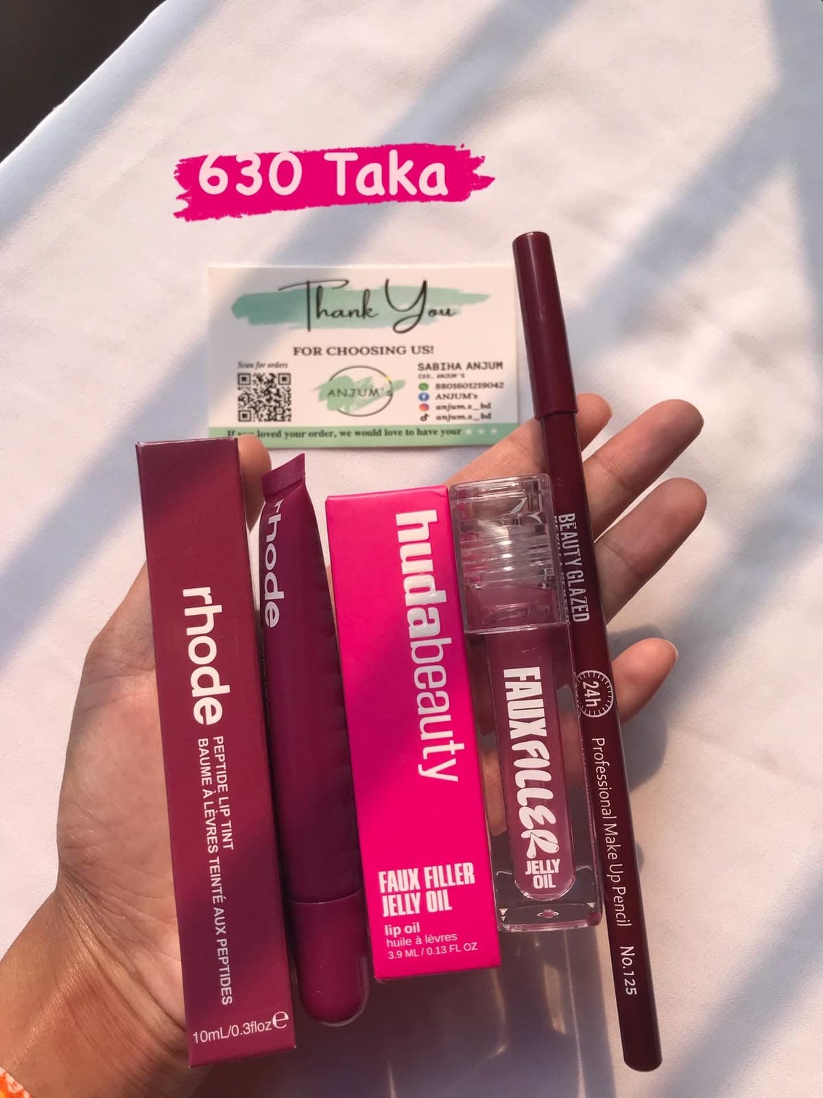 Rhode Plum Lip Tint & Huda Beauty Pink Jelly Oil Combo