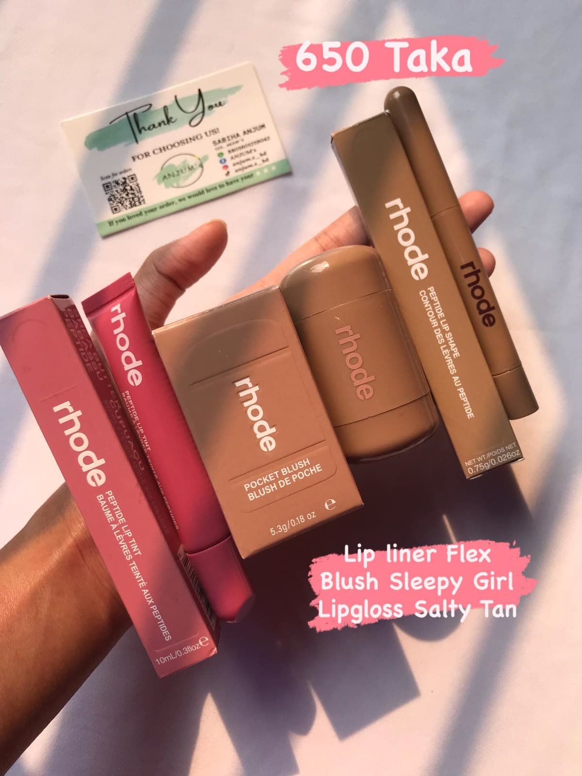 Rhode Salty Tan Lip Tint, Sleepy Girl Pocket Blush & Flex Lip Liner Combo