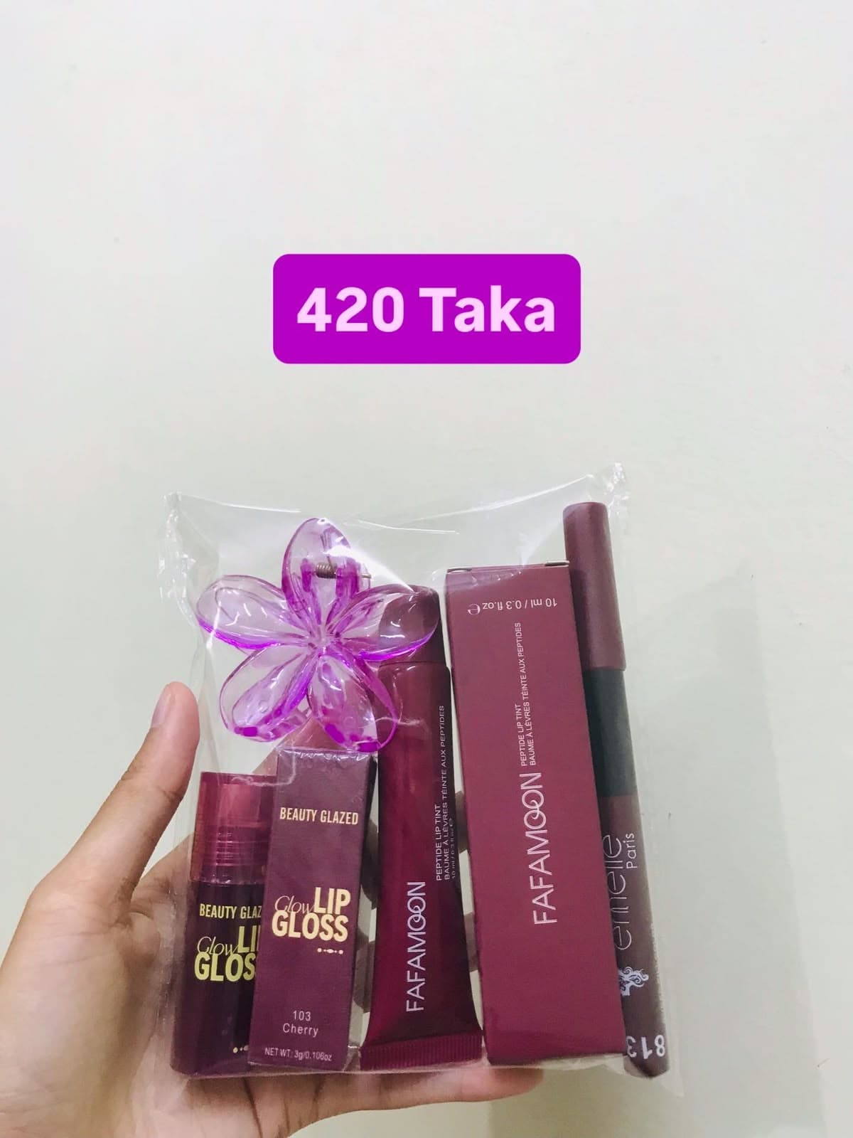 Purple Flower Plum 4-Piece Lip Combo Set